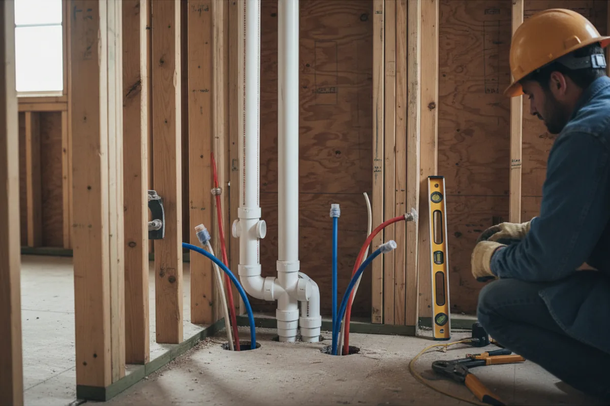Drain and supply rough-in during Leak Detection in Piru