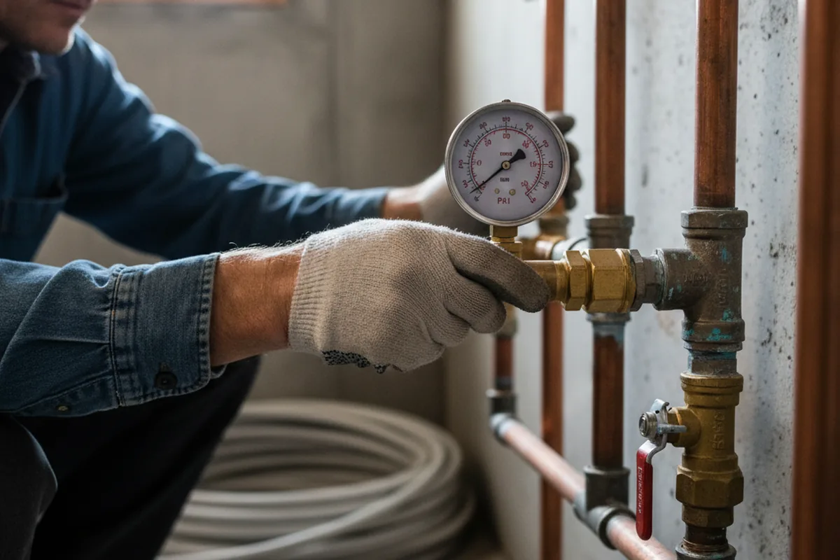 Pressure testing a repaired line during Water Line Repair in Piru